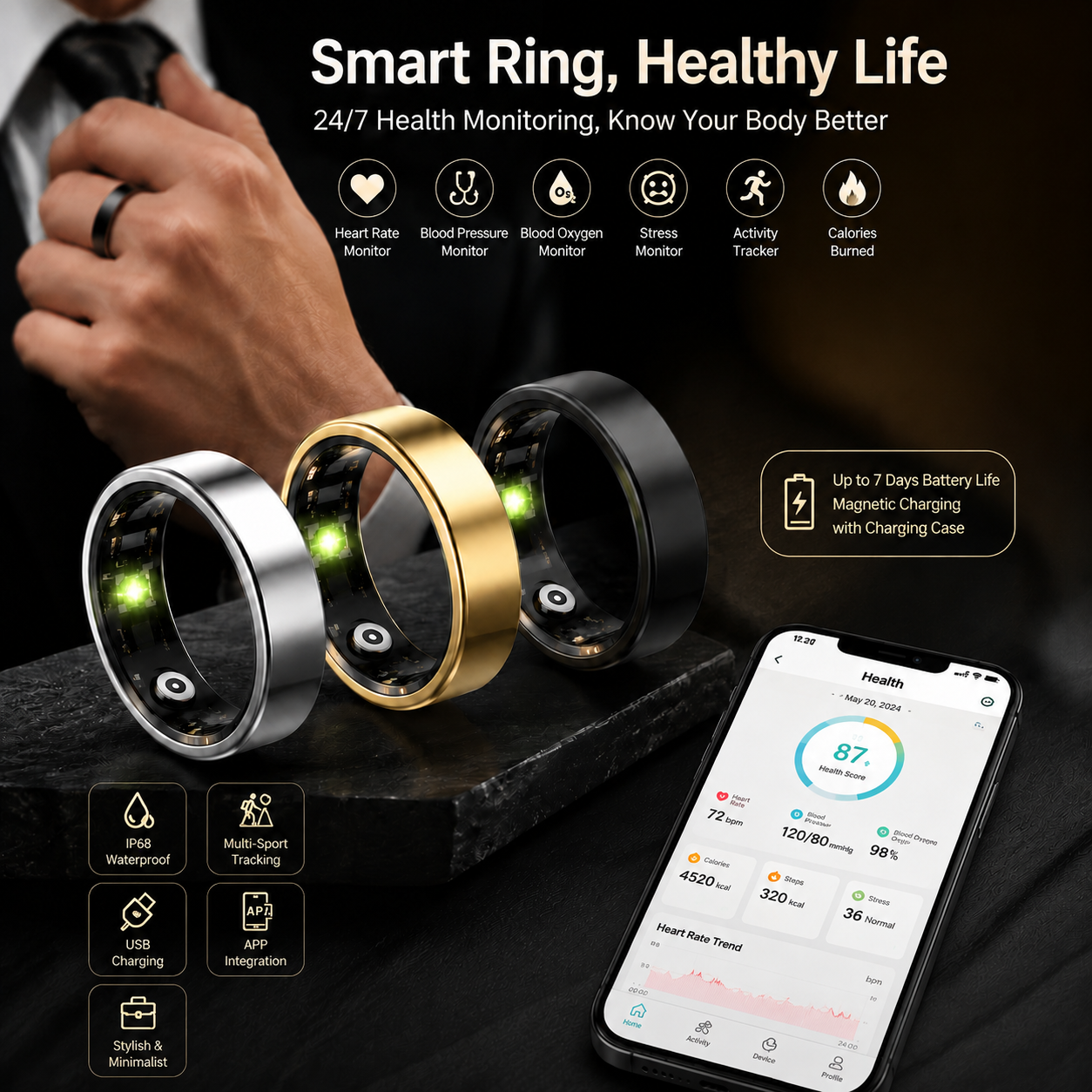 Gymnastics Rings - Women Men Fashion Smart Ring Fitness