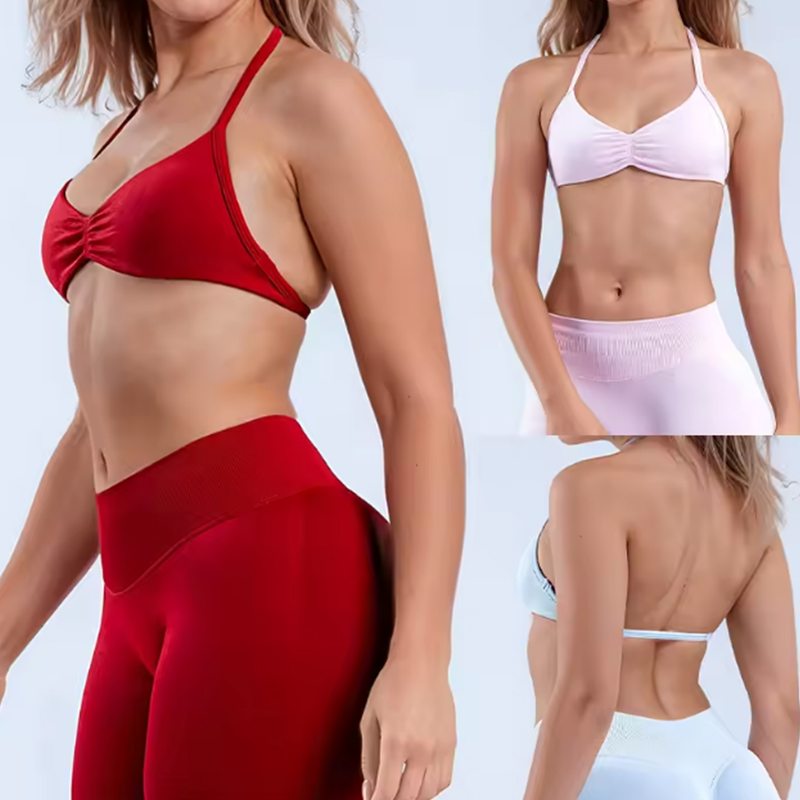 Yoga Fitness Logo - D-LOgo Women Halter Neck 2Pcs Yoga