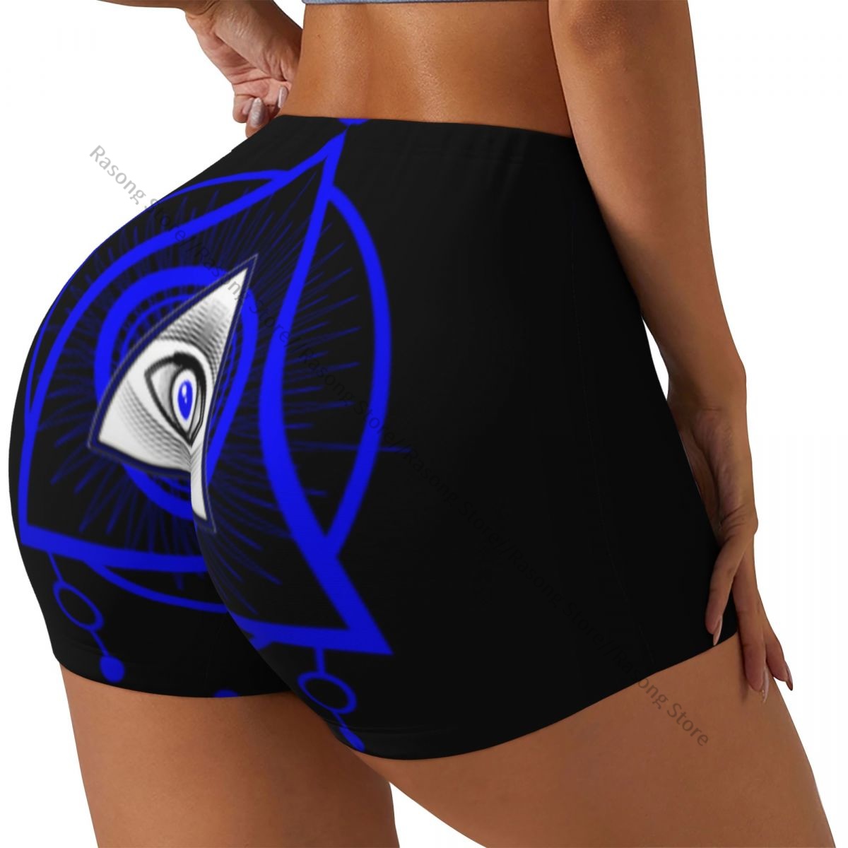 Yoga Fitness Pyramide - Women's Yoga Shorts Sacred Masonic Symbol