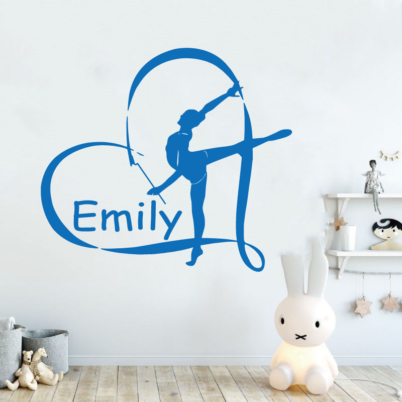 Yoga Fitness Name - Personalized name gymnastics vinyl wall sticker