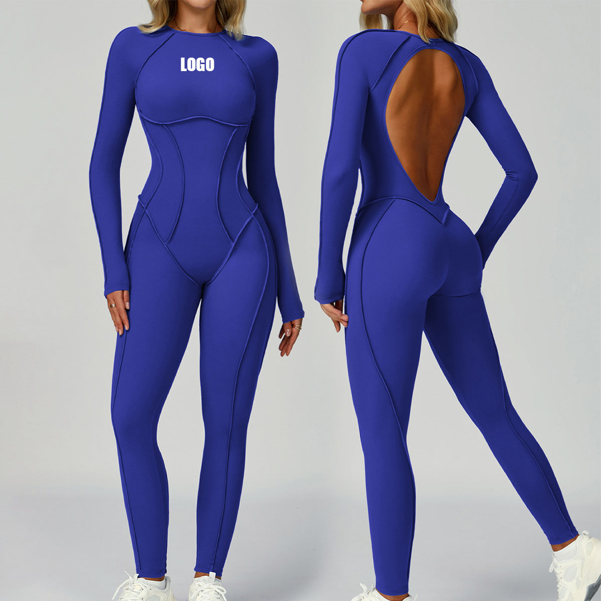 Yoga Fitness Logo - Customized LOGO women's yoga onesie hollow
