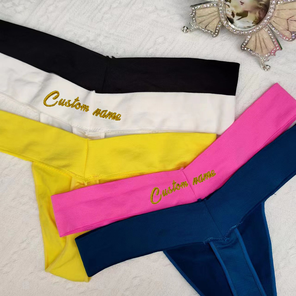 Custom Thong With Name Embroid - Yoga Fitness Name review and price