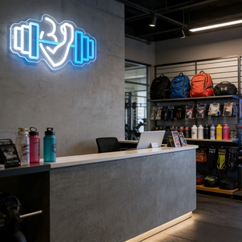 Bicep Dumbbell Neon Sign LED W - Yoga Fitness Quotes review and price